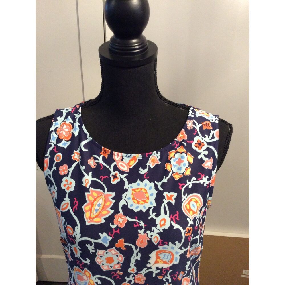 Talbots Floral Sleeveless Dress Medium M Blue VNC - Picture 5 of 5